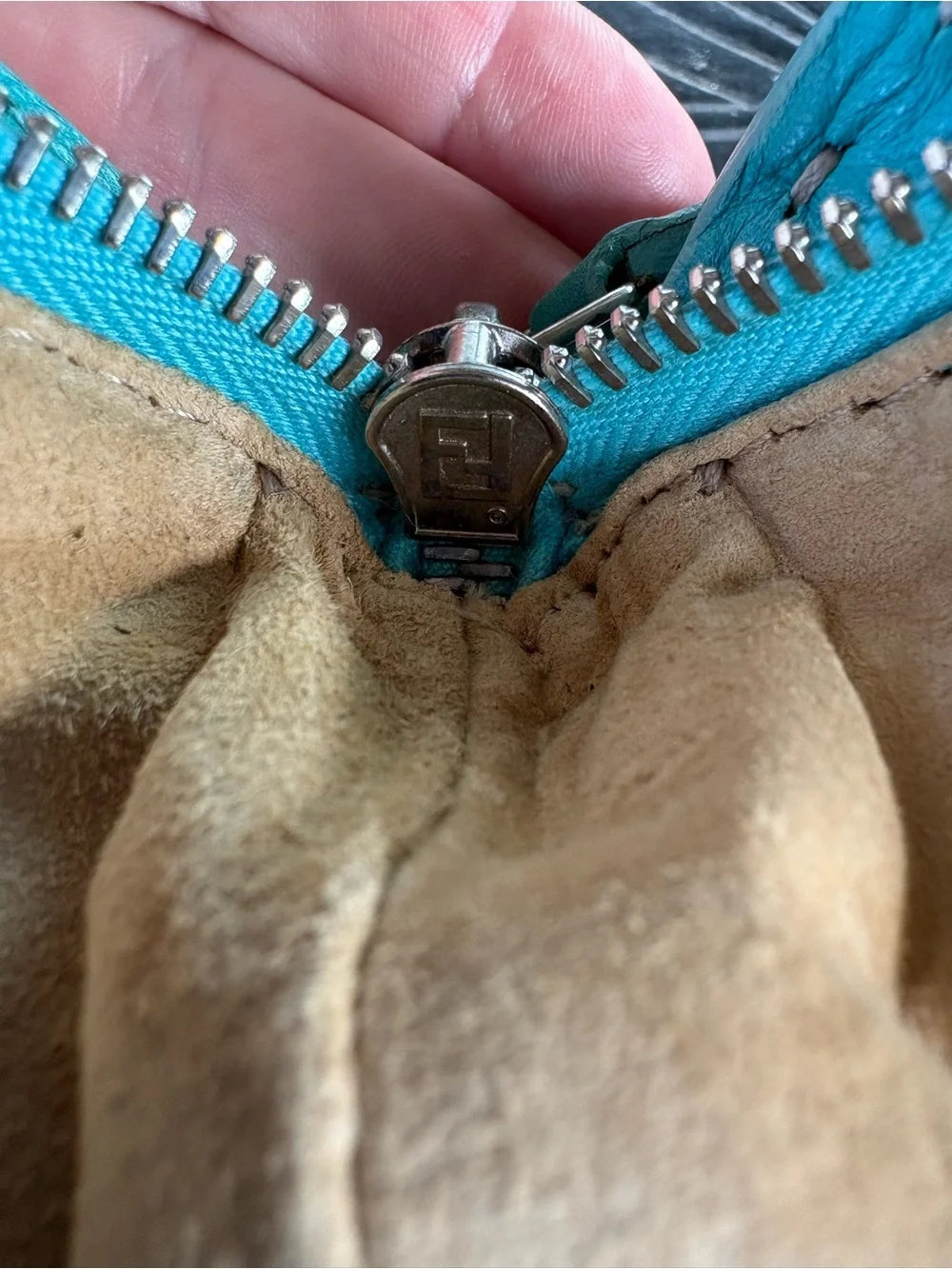 Authentic FENDI Vintage Medium Selleria Leather Doctor Bag - Turquoise
